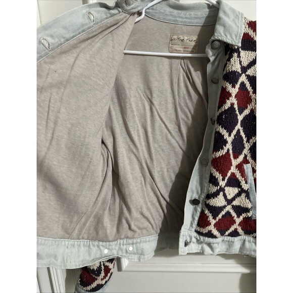 Free People XS/S Lakeside Denim Jacket We The Free Knit - Picture 10 of 15